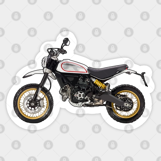 Scrambler Bike Side View Illustration Sticker by KAM Std